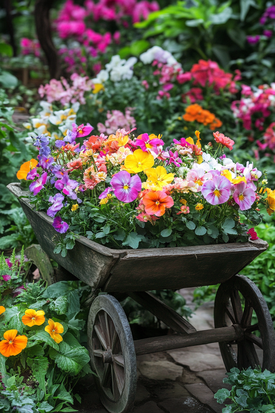 #13. Old Wheelbarrow into a Blooming Garden Feature