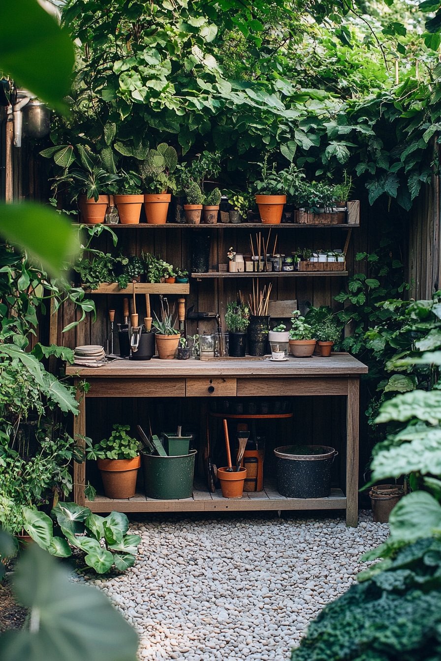 #15. Organize Your Green Thumb with a Charming Garden Workstation