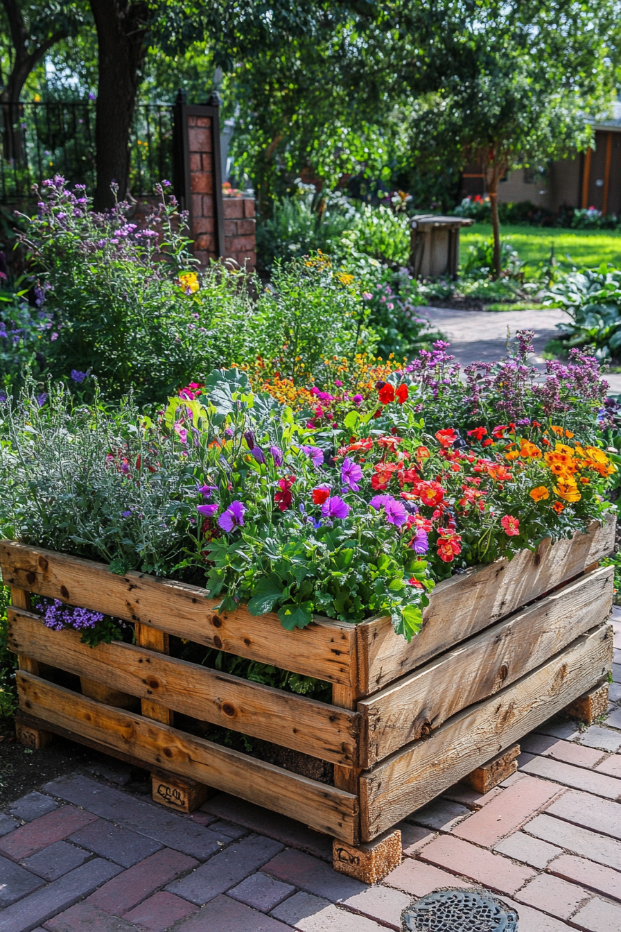 #7. Repurpose Wooden Pallets into a Vibrant Planter Box