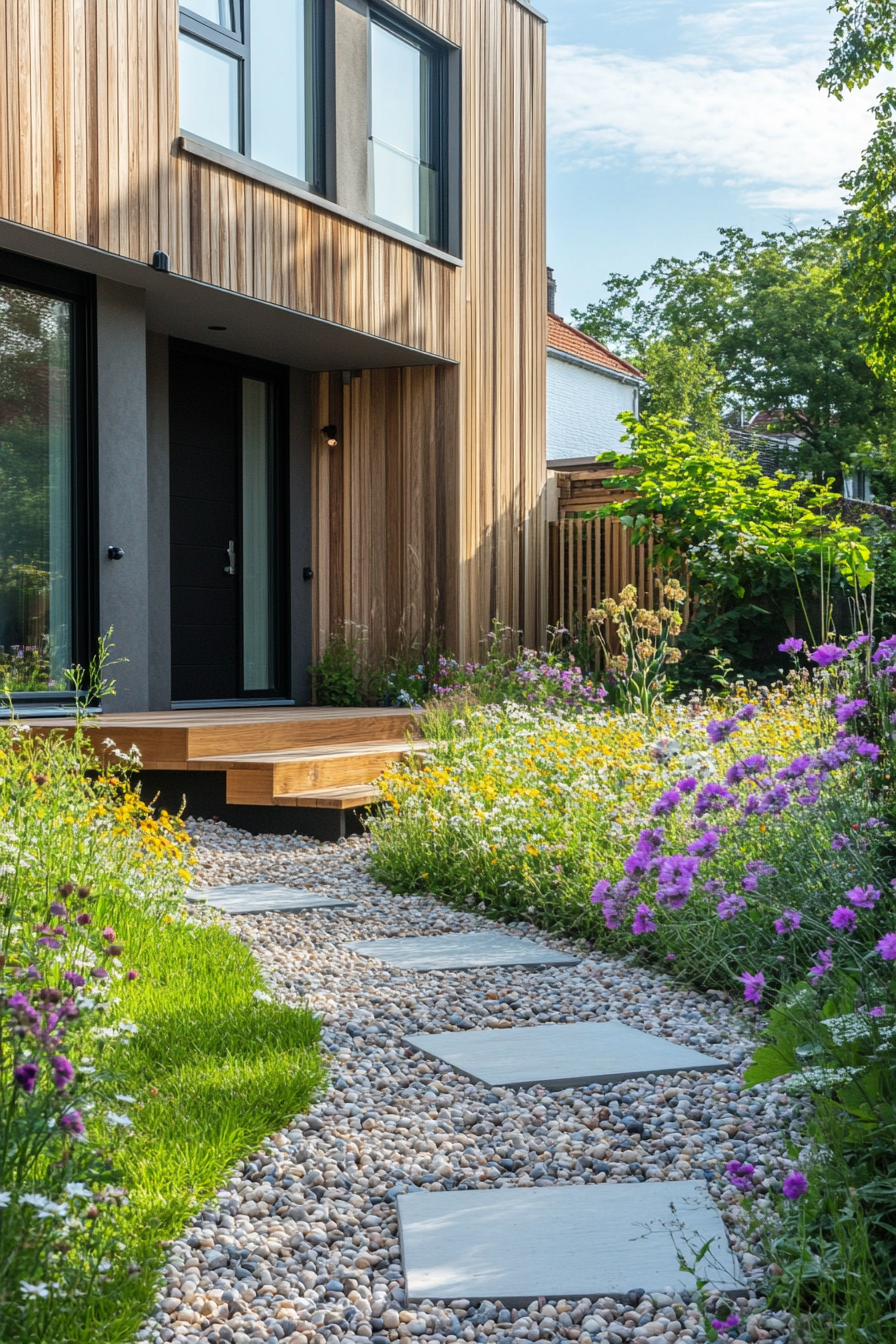 #9. Curb Appeal with a Wildflower Pathway