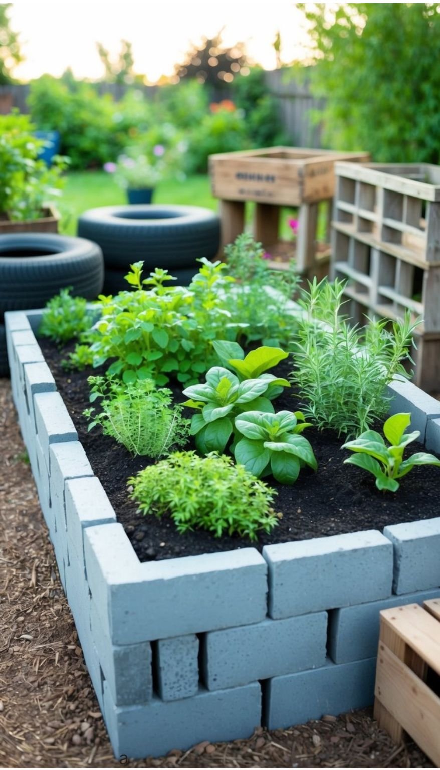 3. Use Spaces In Cinder Block Raised Garden