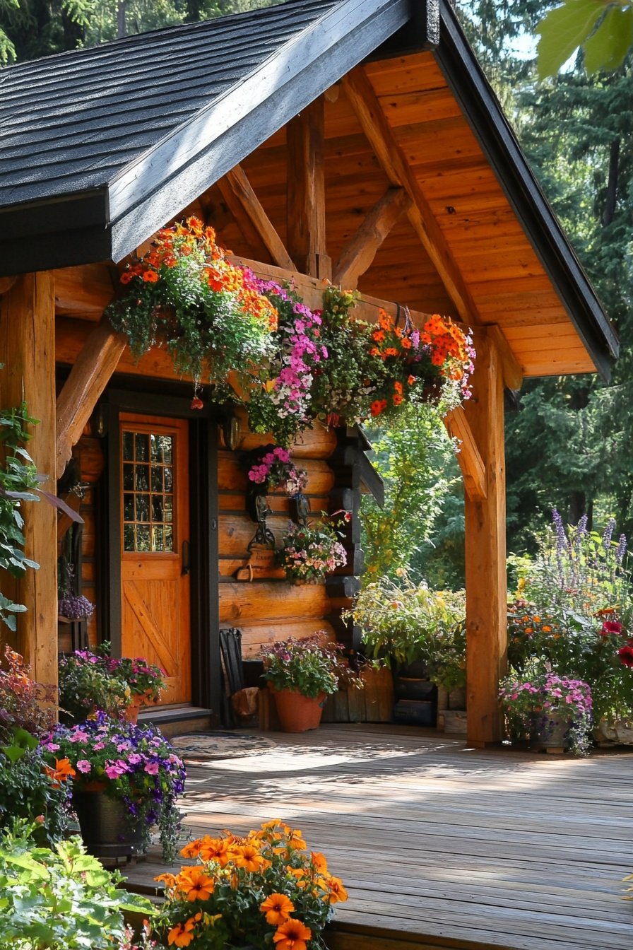 5. Rustic Flower-Filled Porch