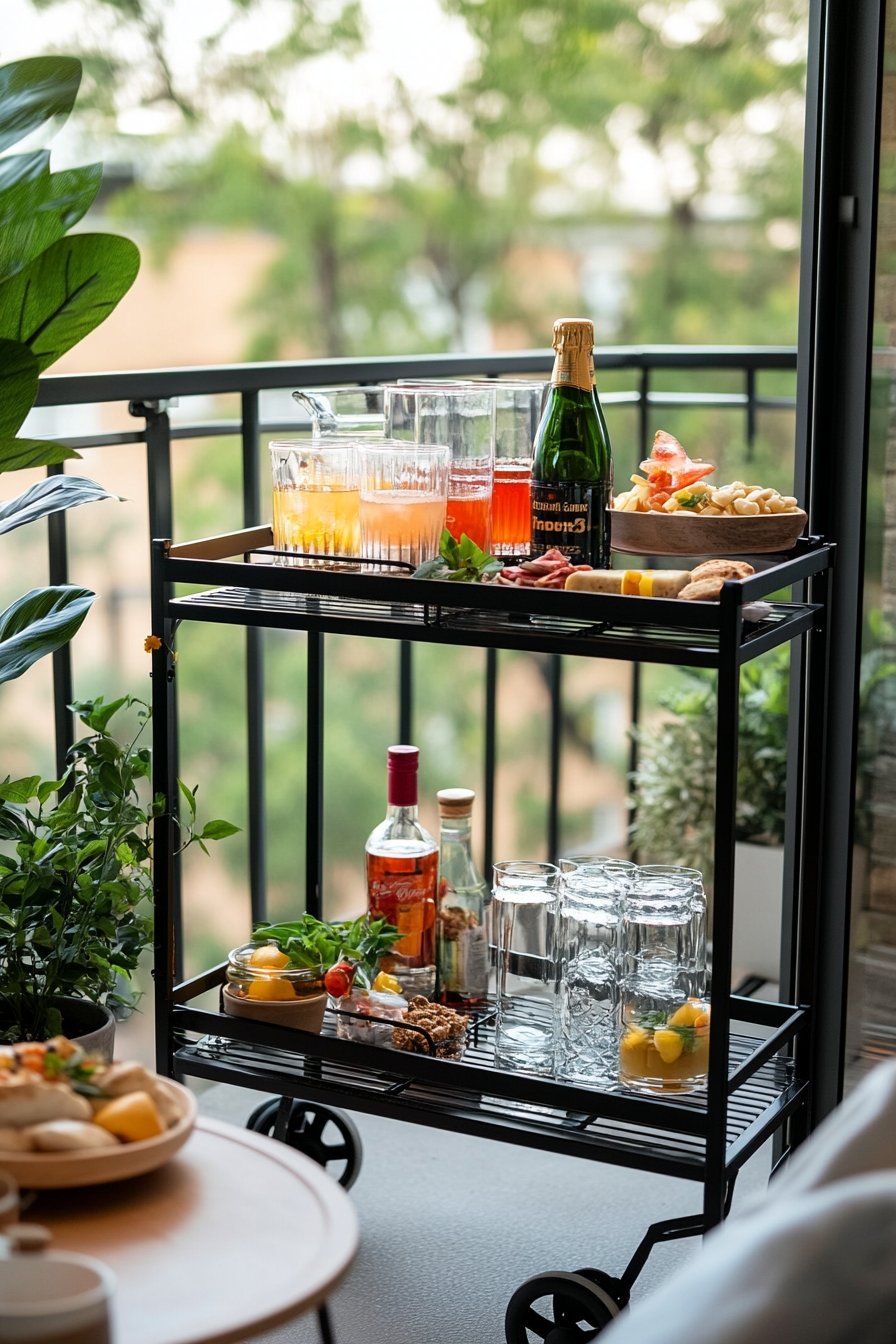 10. Balcony Beverage Bar Setup