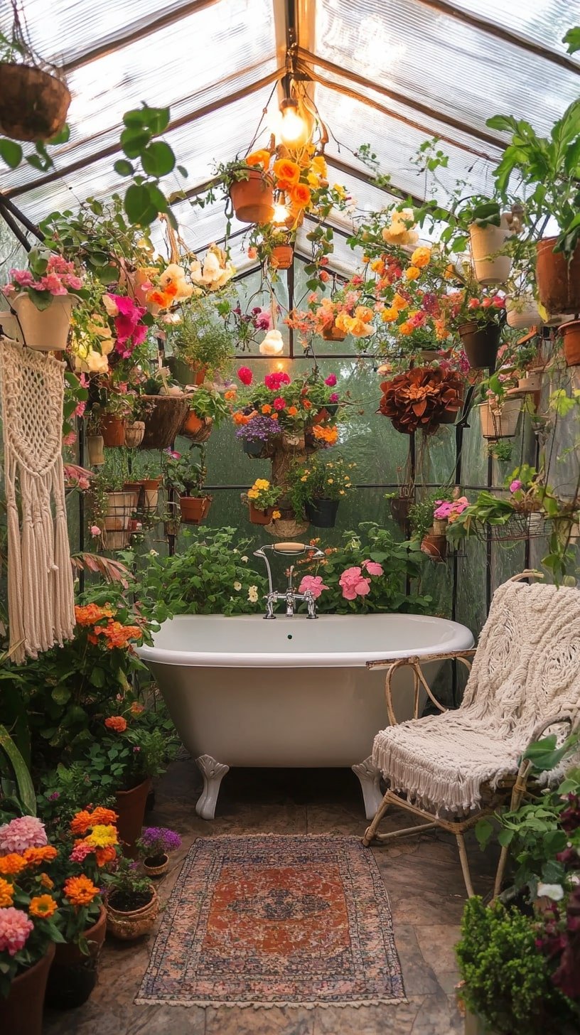 17. Boho Greenhouse Tub
