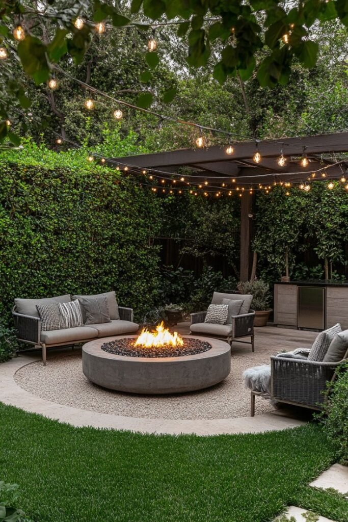 1) Cozy Fire Pit Lounge