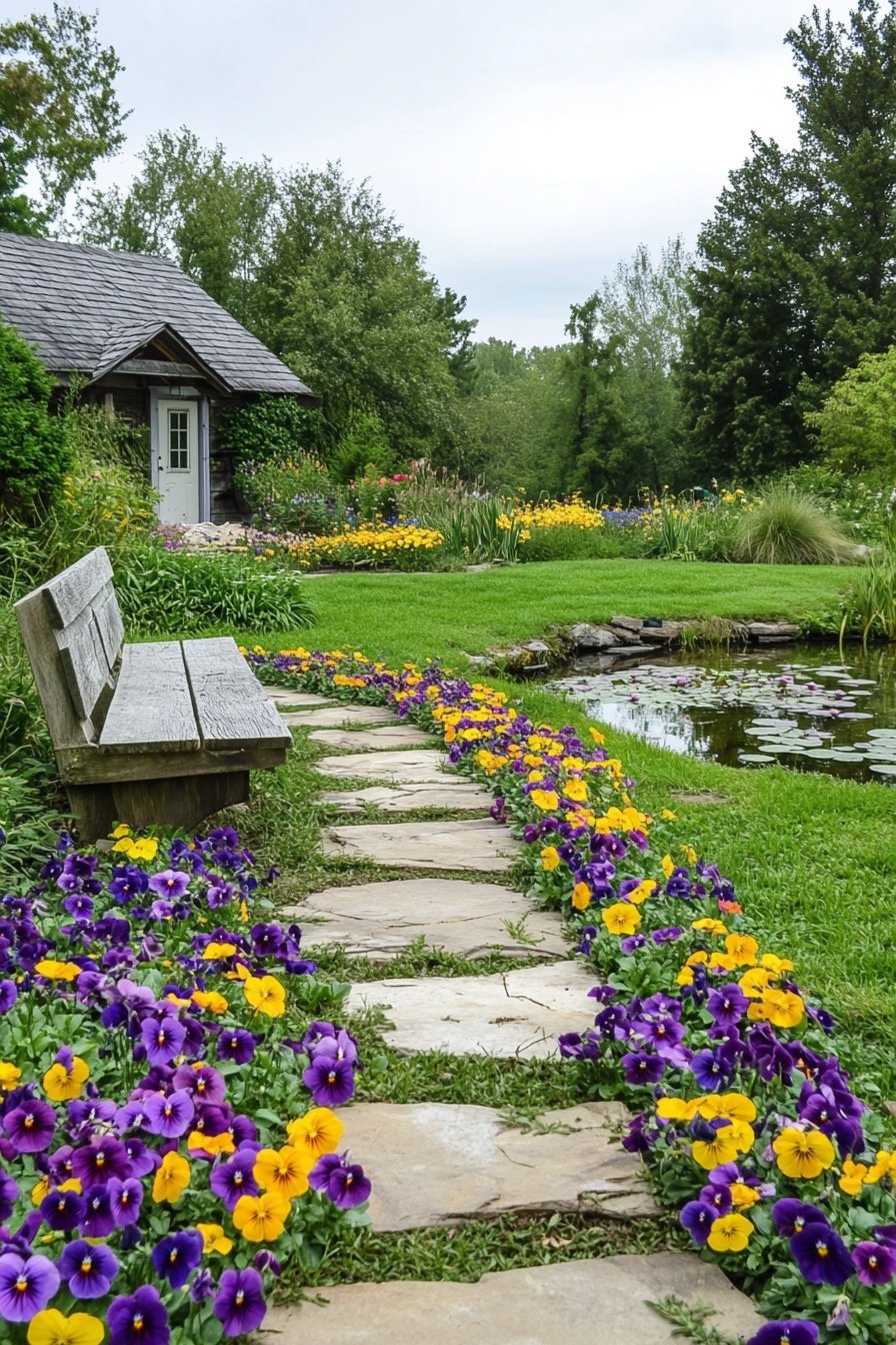 Cozy Landscape Nook with Blooming Pathways