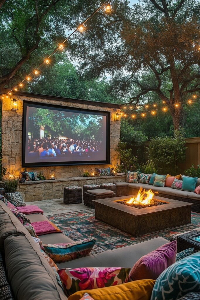 20. Cozy Outdoor Movie Lounge