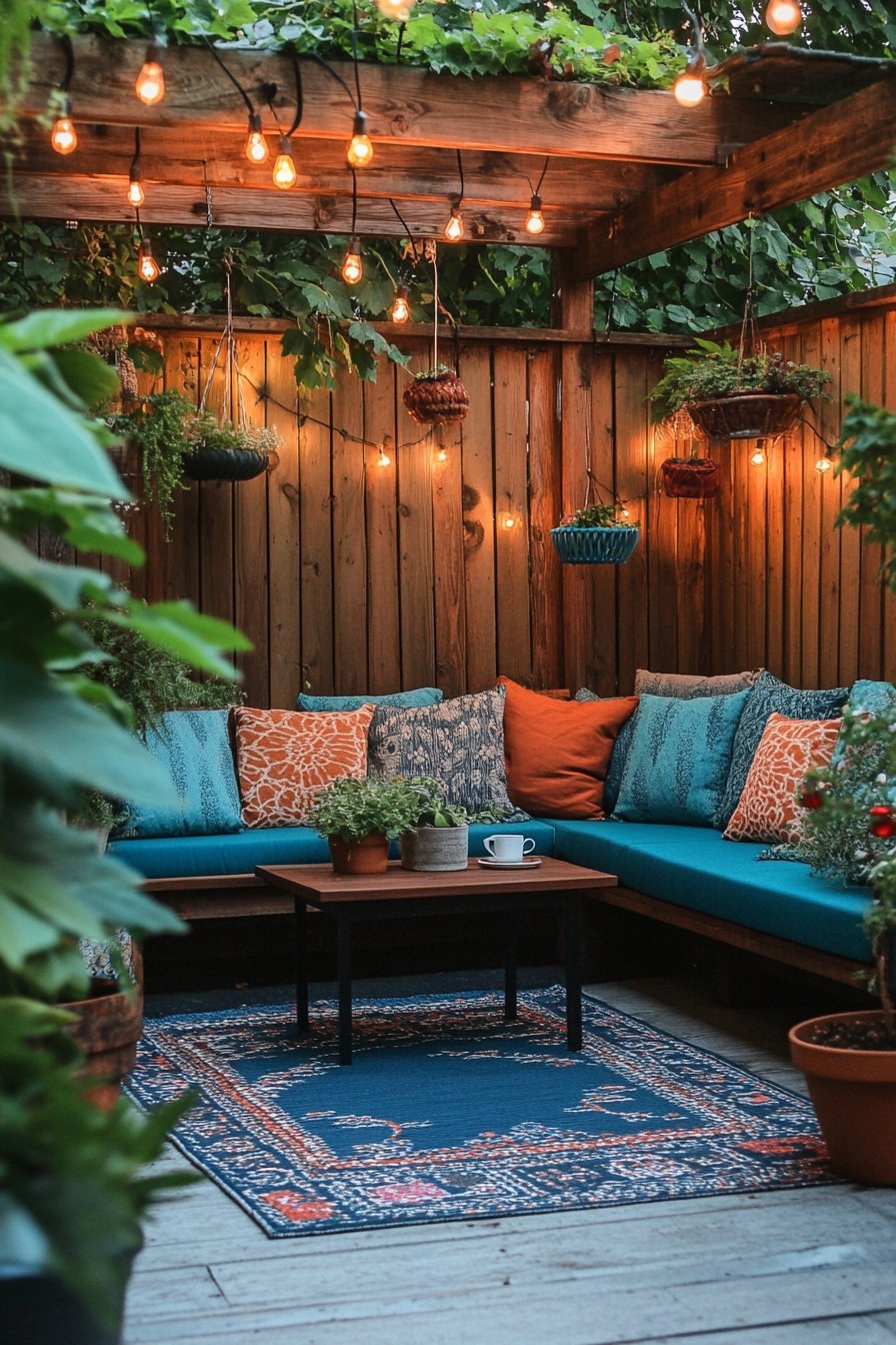 1. Cozy Patio Escape with Warm Accents