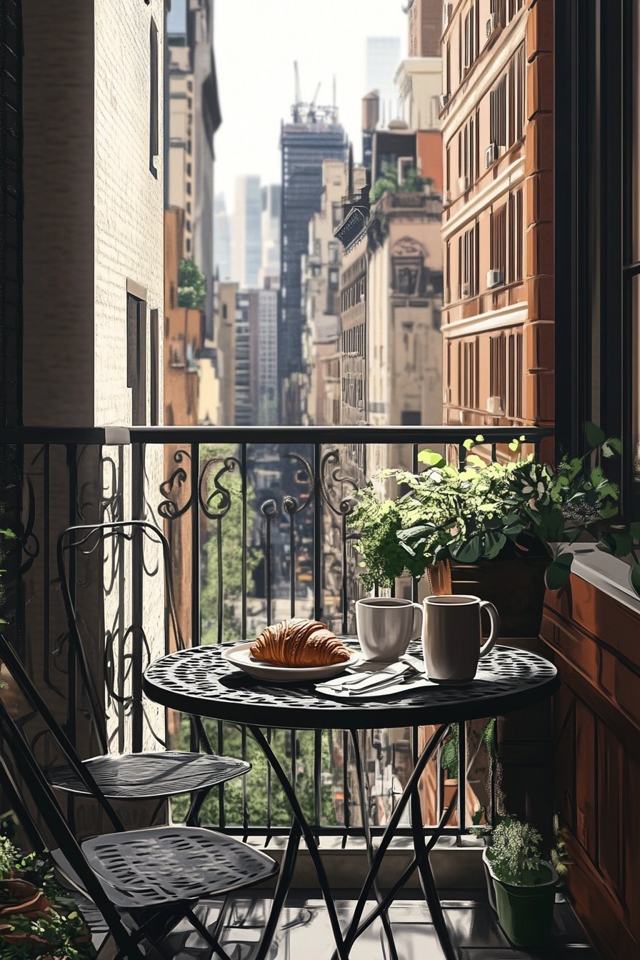 3. Cozy Urban Balcony Nook for Morning Coffee