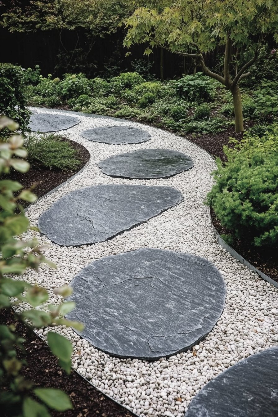 Curved Stone Pathway Garden