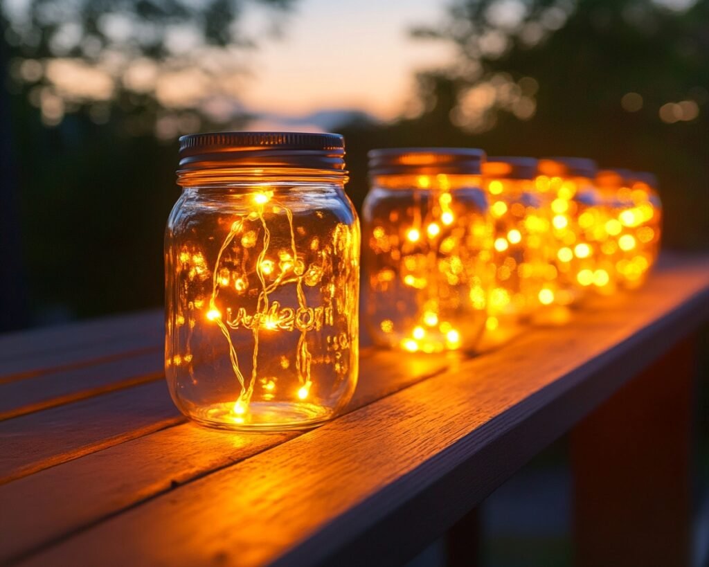 7. Decorate Your Deck with Warm LED Mason Jar Lights