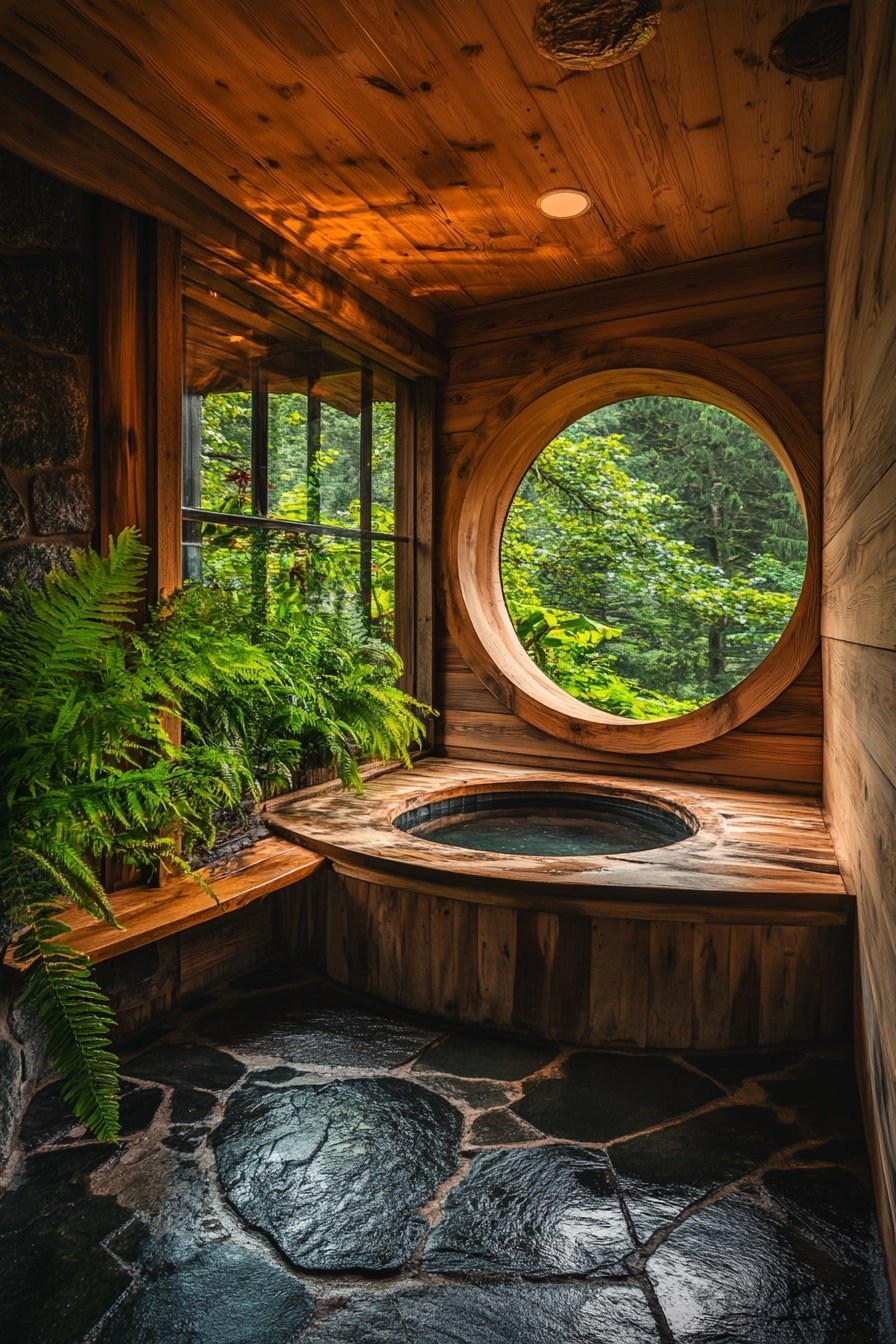 10. Design a Bathhouse With Circular Window Views