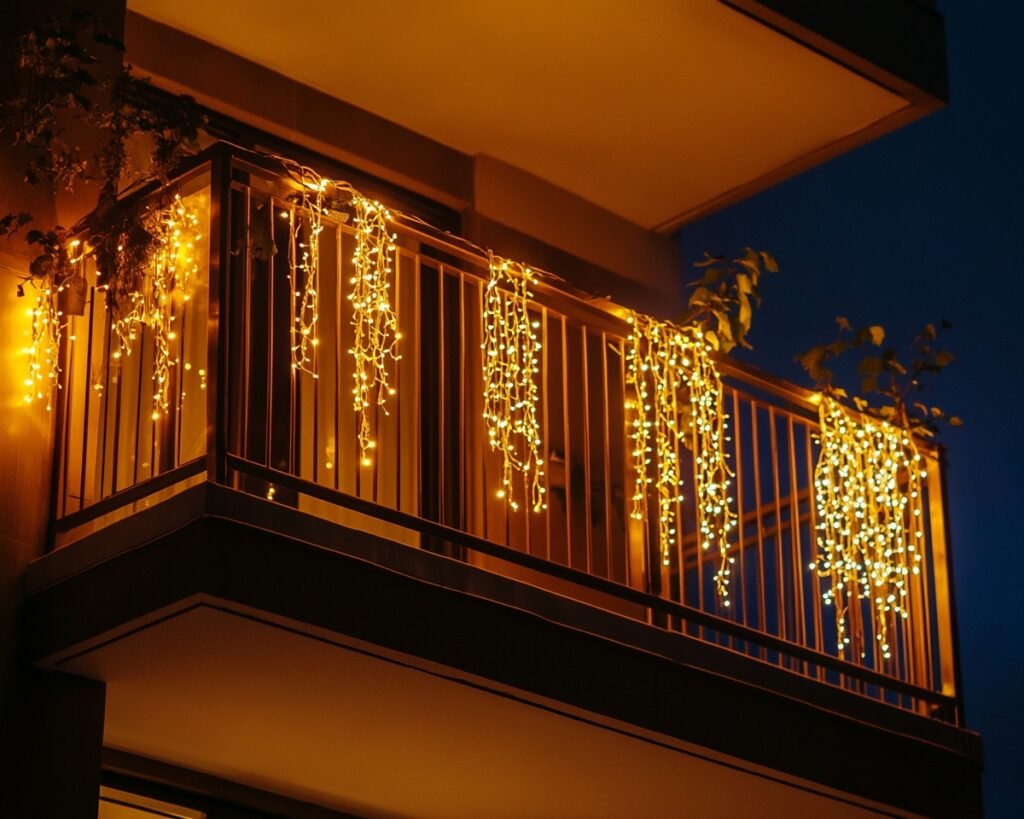 10. Drape Cascading Fairy Lights Over Deck Railings