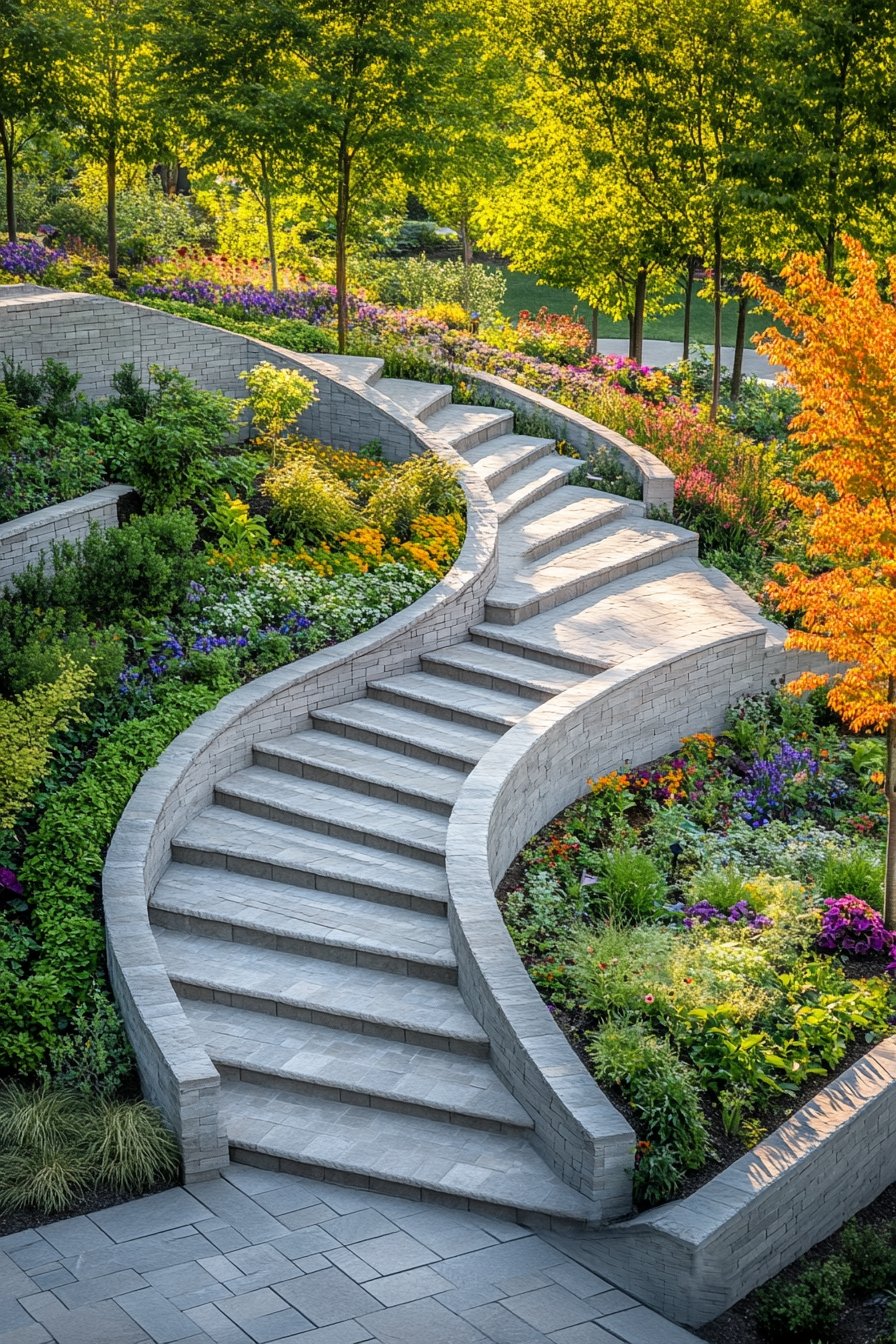 4. Elegant Curved Stone Steps