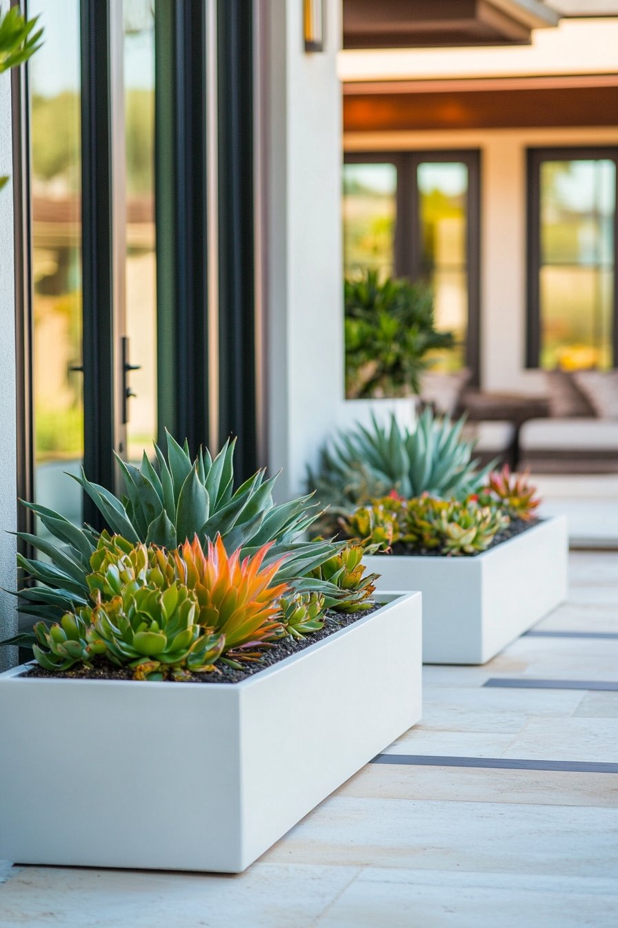 4. Elevate a Modern Porch Using Sleek Planters