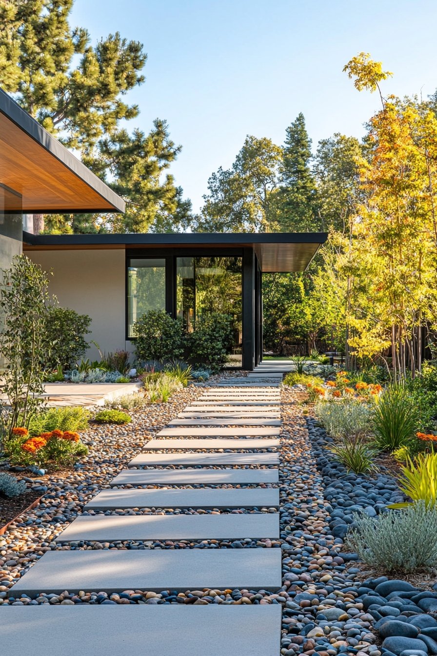 Entry Path Using Modern Stone Pavers