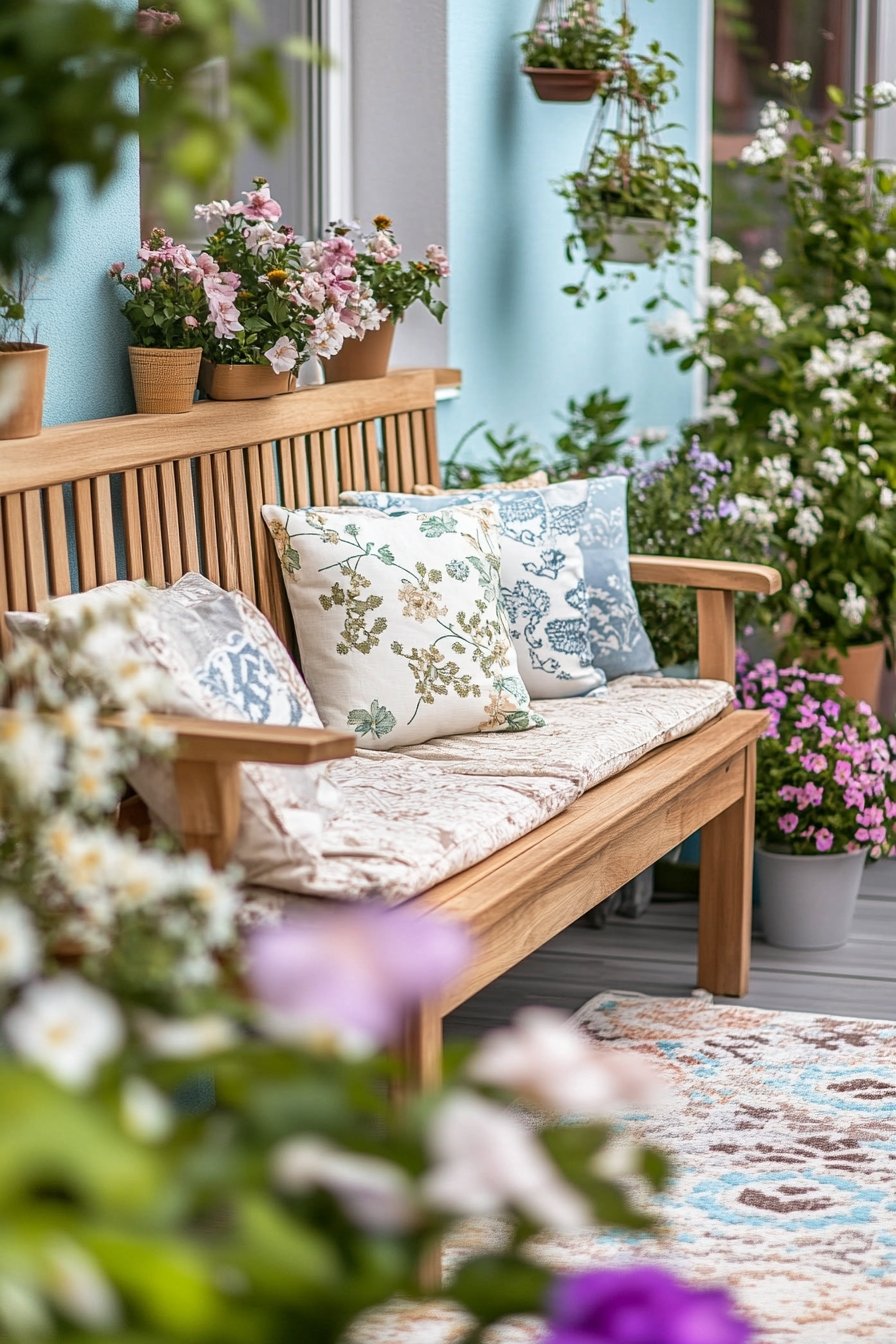 12. Floral Balcony Seating Nook