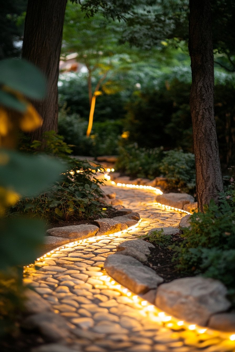 1. Glowing Stone Pathway in a Lush Garden