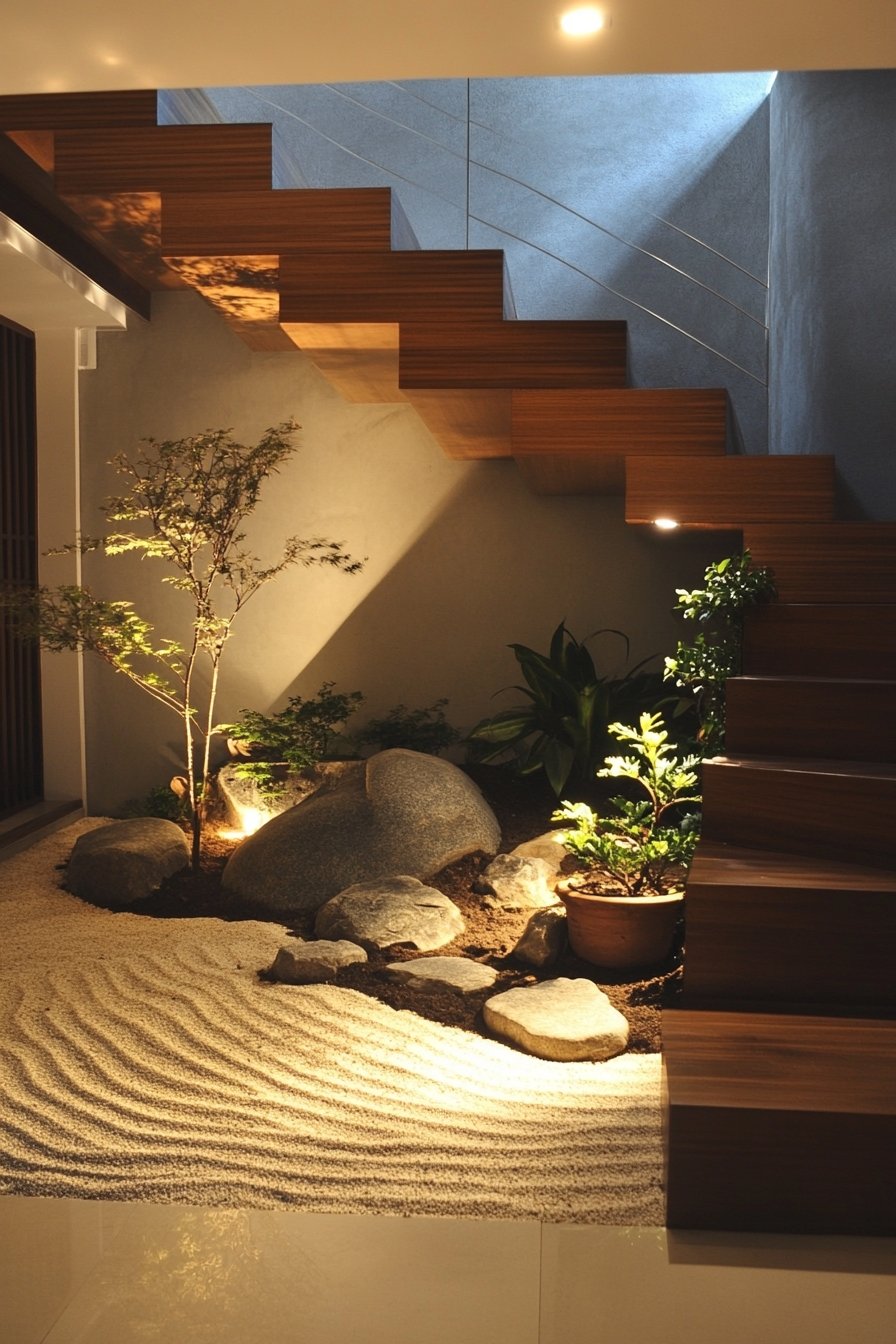 Indoor Zen Garden Under Stairs