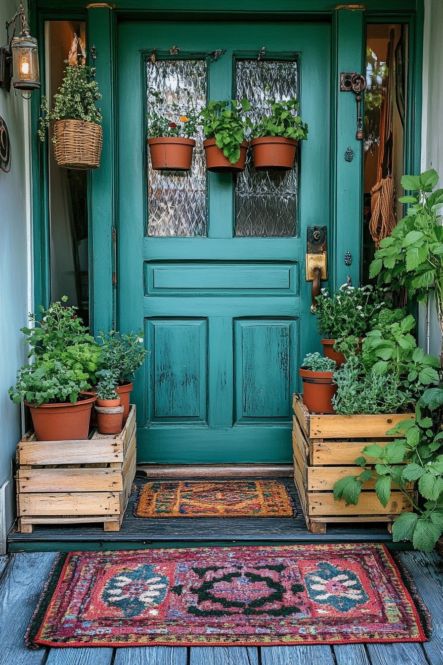 7. Infuse Character Rustic Wooden Crates and Potted Greens