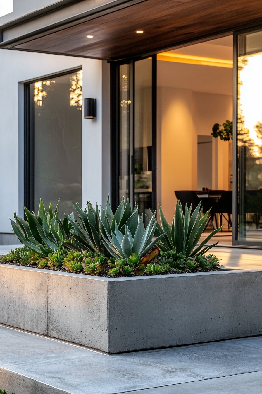 10. Modern Concrete Planters for a Sleek Entryway