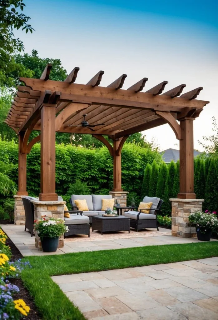 3) Rustic Pergola Retreat