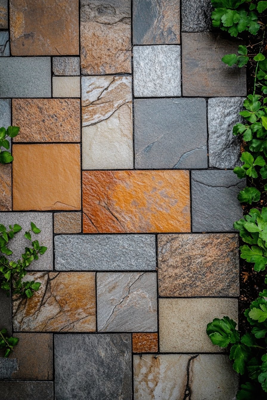 7. Multicolored Flagstone Paving Design