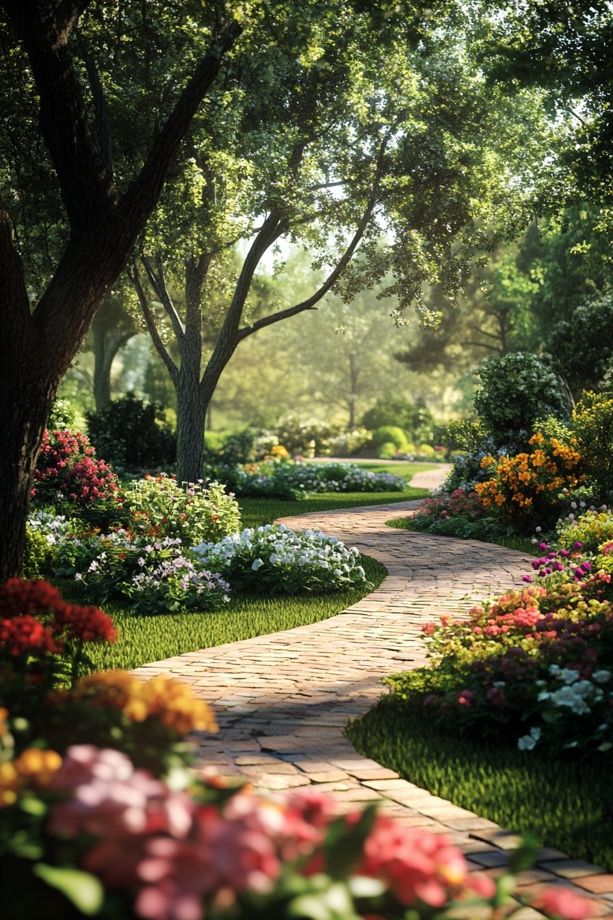 Pathway Surrounded by Lush Blooms