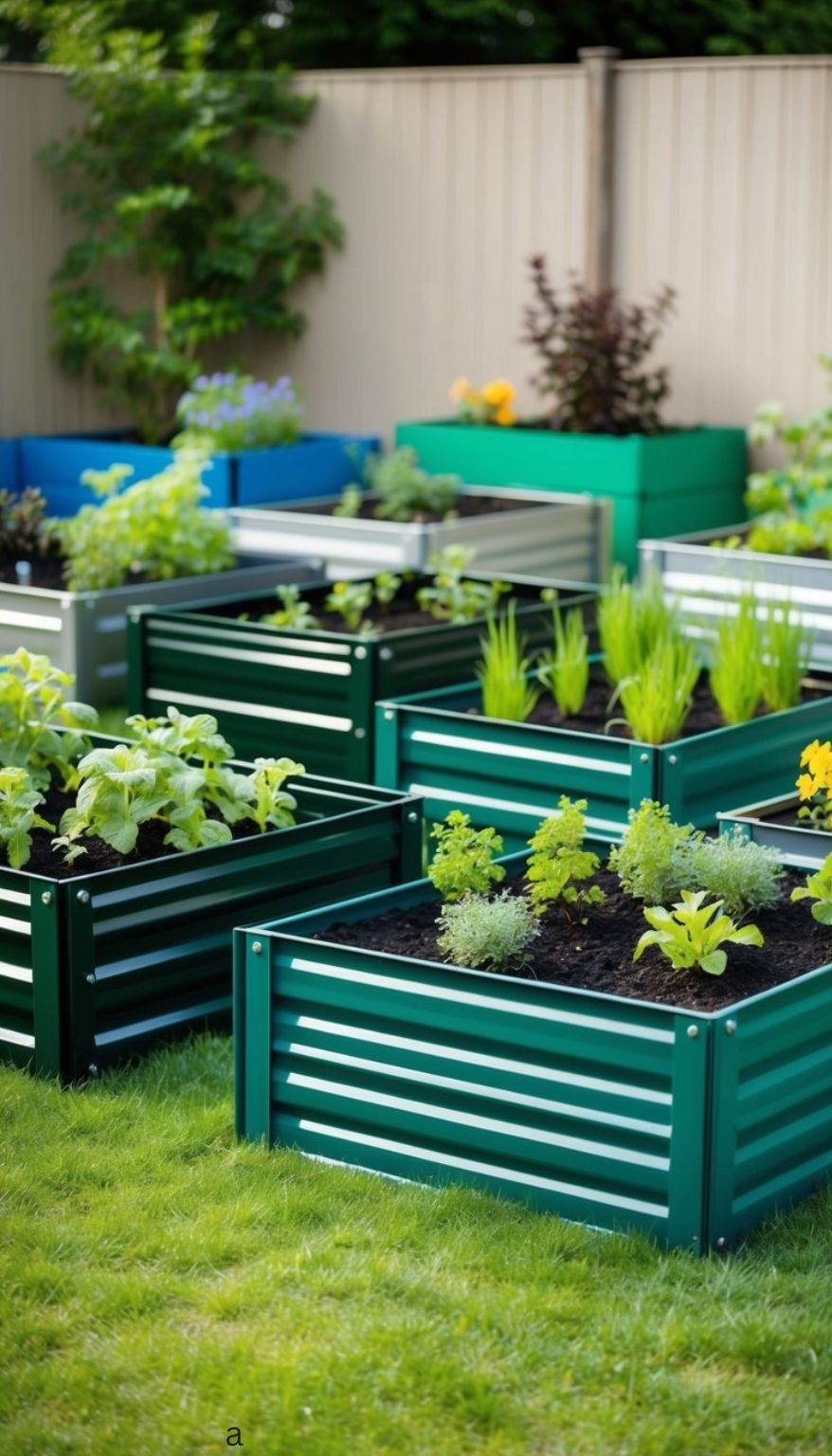 8. Powder-Coated Metal Raised Garden Beds