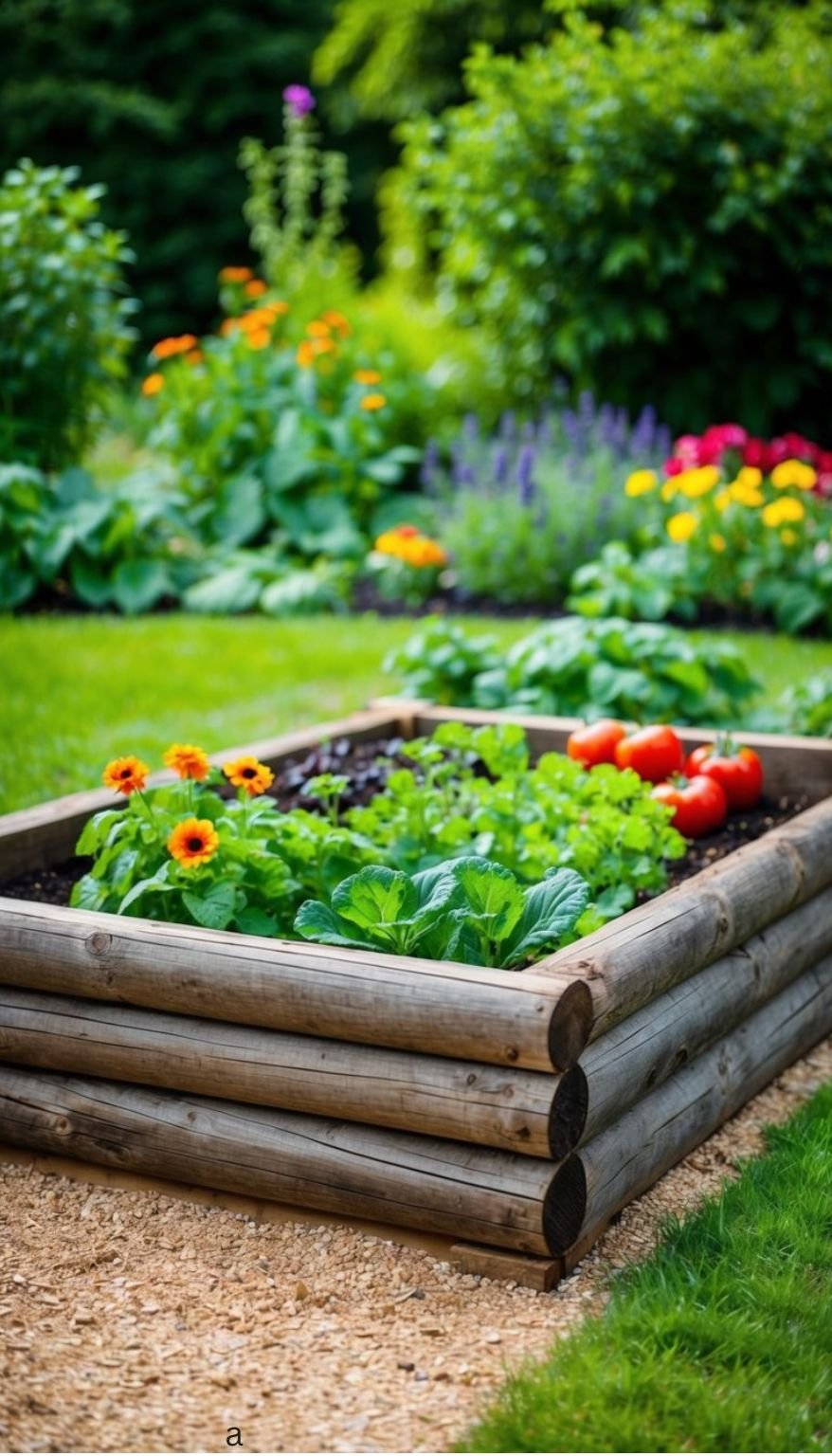 7. Raised Garden Bed Using Logs