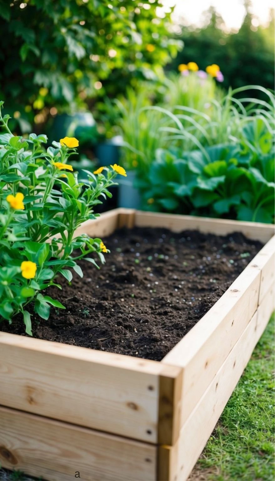 14. Raised Garden Bed Using Wooden Planks