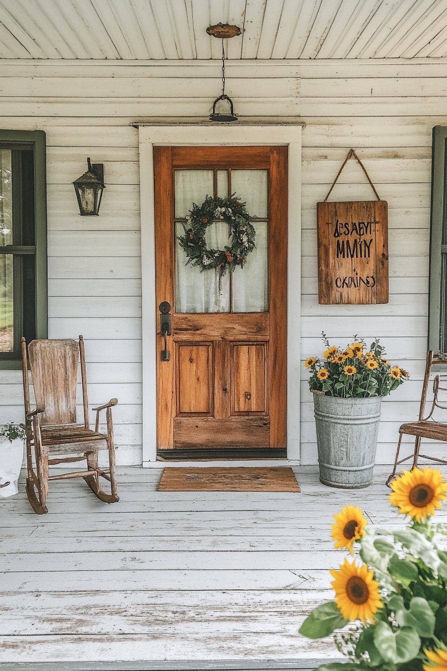13. Rustic Charm with Sunflower Accents