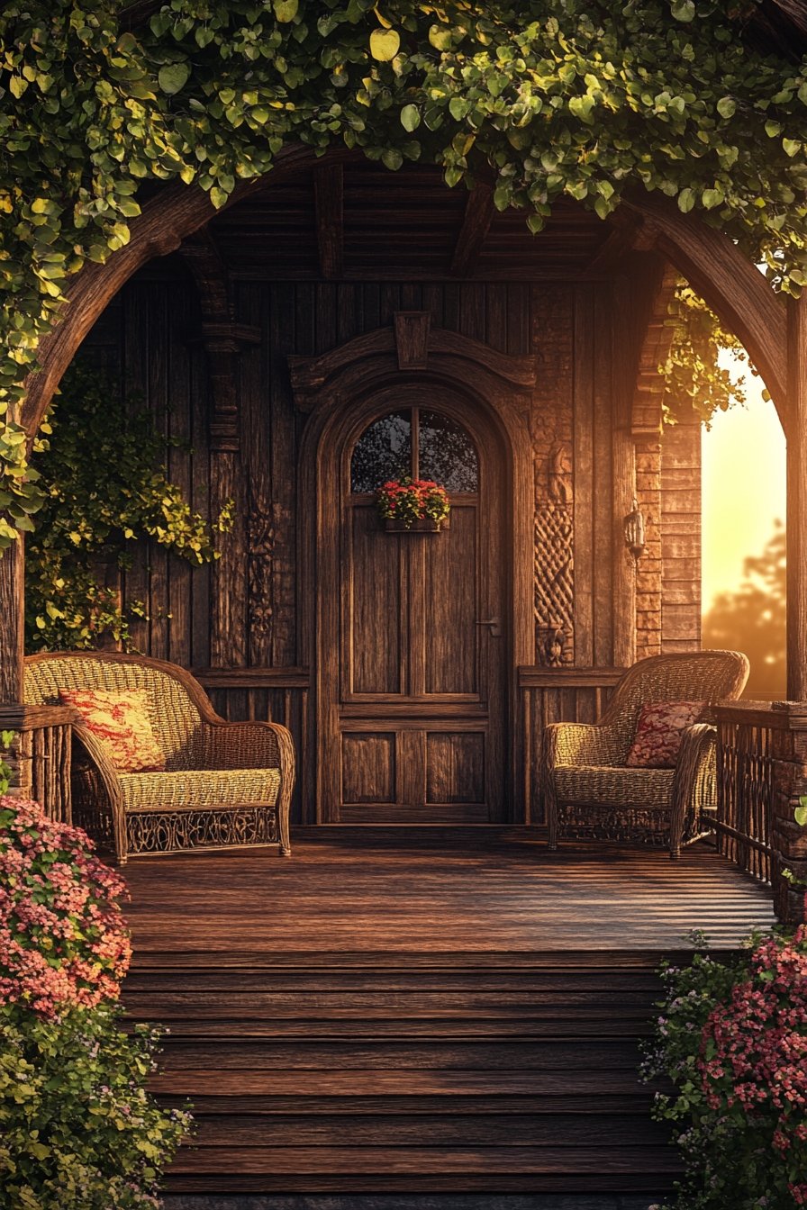 12. Rustic Woodland Porch Charm