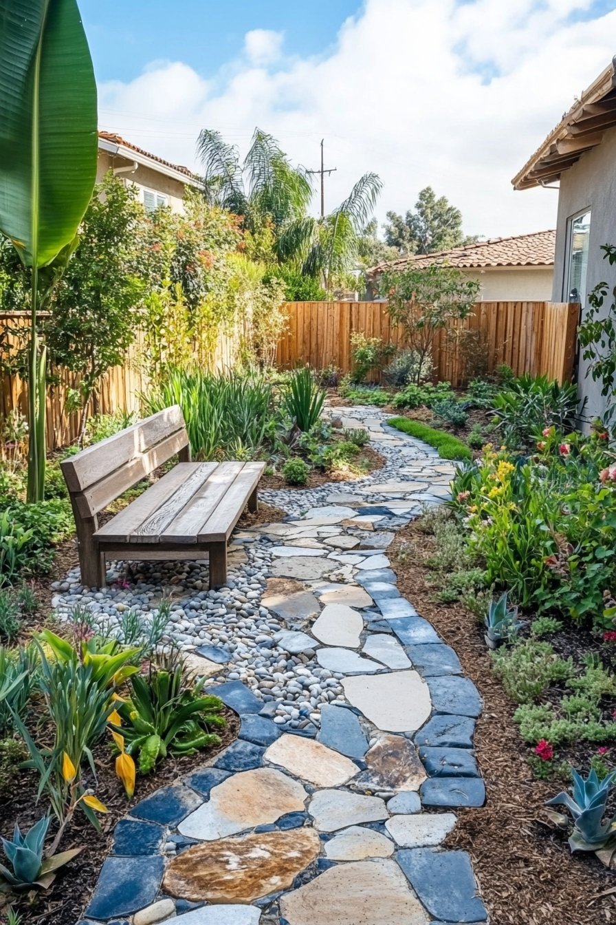 6. Design a Tranquil Garden Walkway With Natural Stone