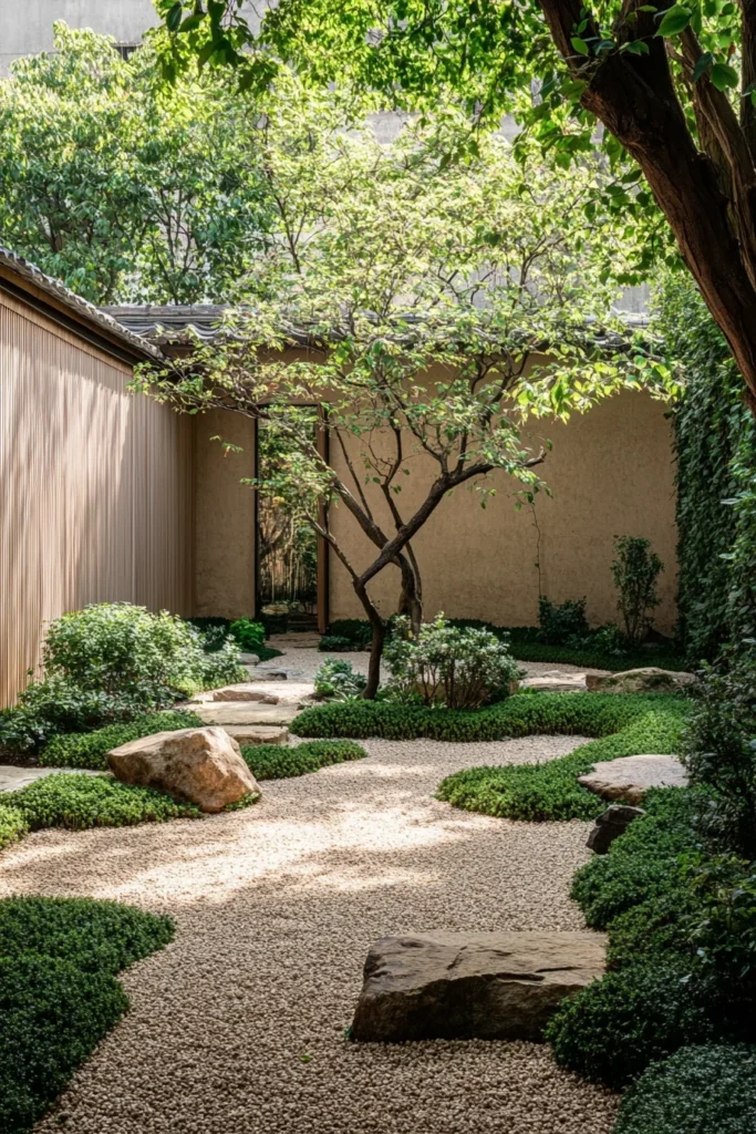 Serene Zen Garden with Natural Stone Accents