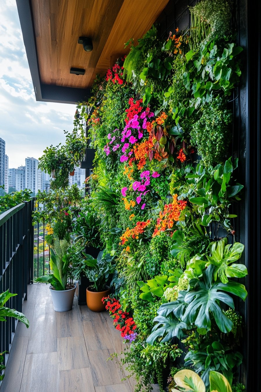 1. Small Balcony into a Lush Vertical Garden