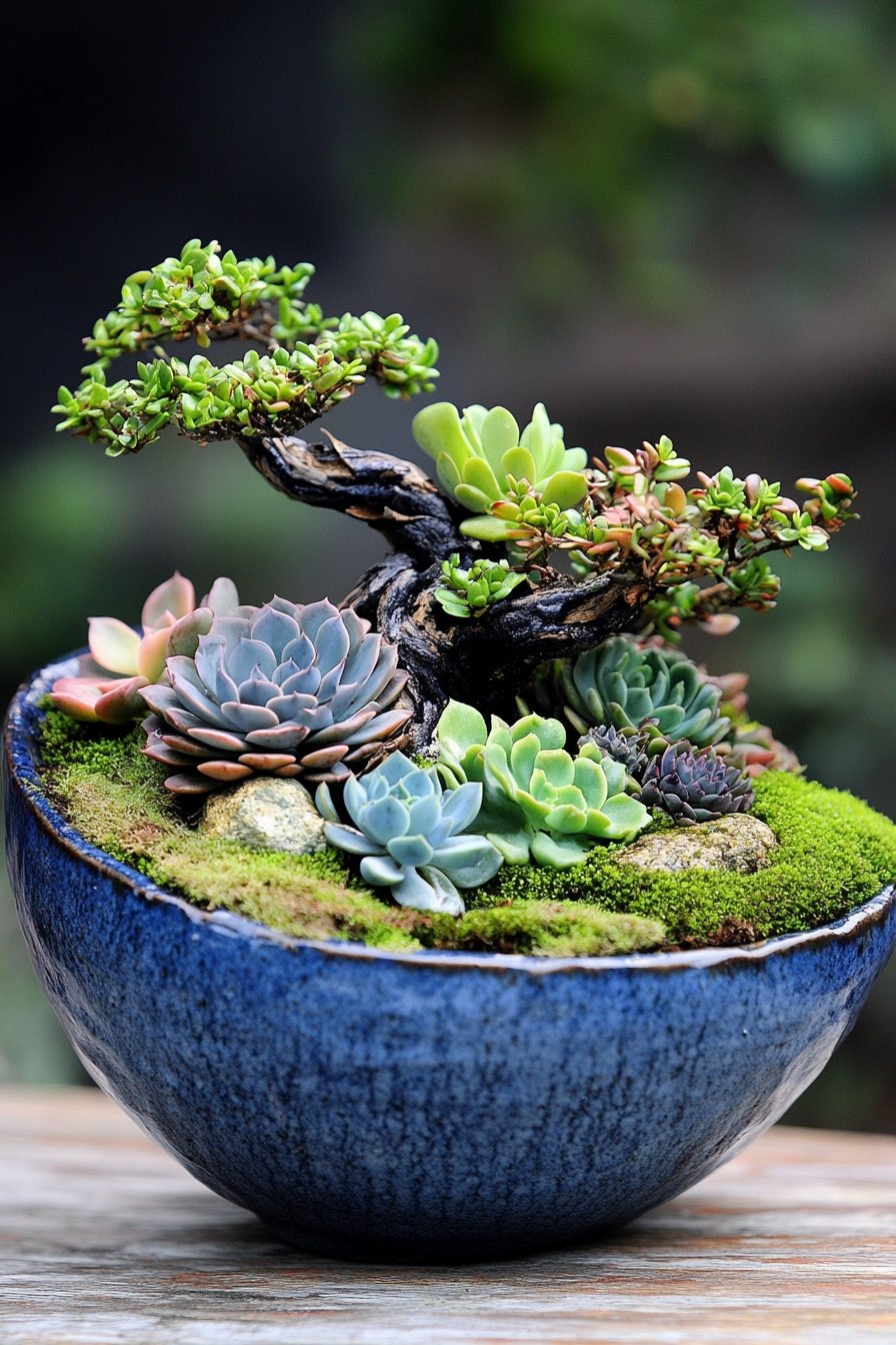 9. Bonsai Garden in a Ceramic Bowl
