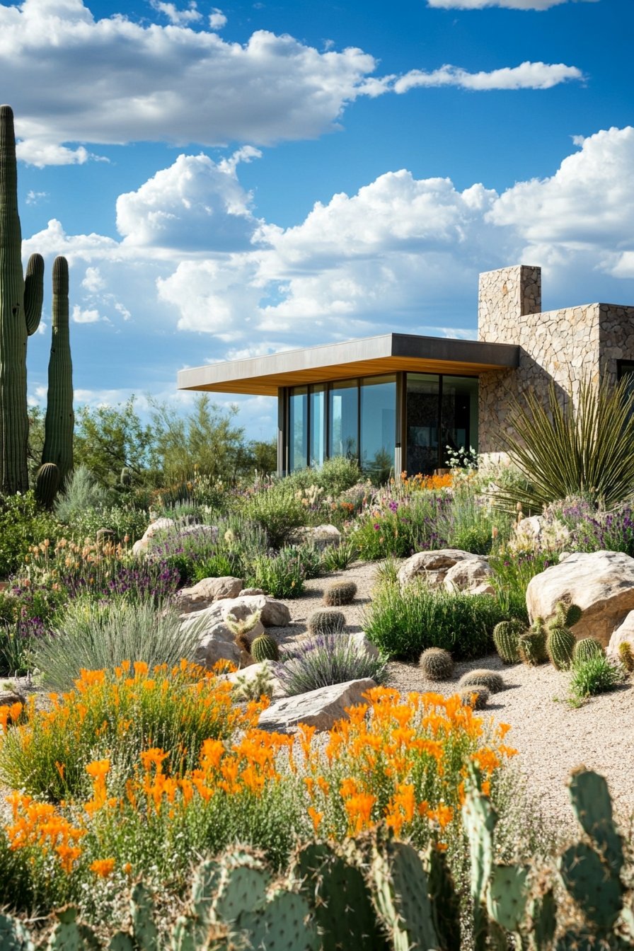 3. Low-Water Succulent Landscape for a Modern Home