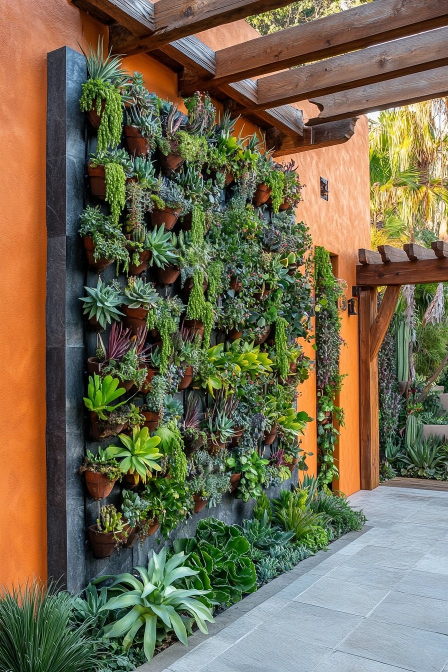 5. Mediterranean-Inspired Vertical Succulent Wall
