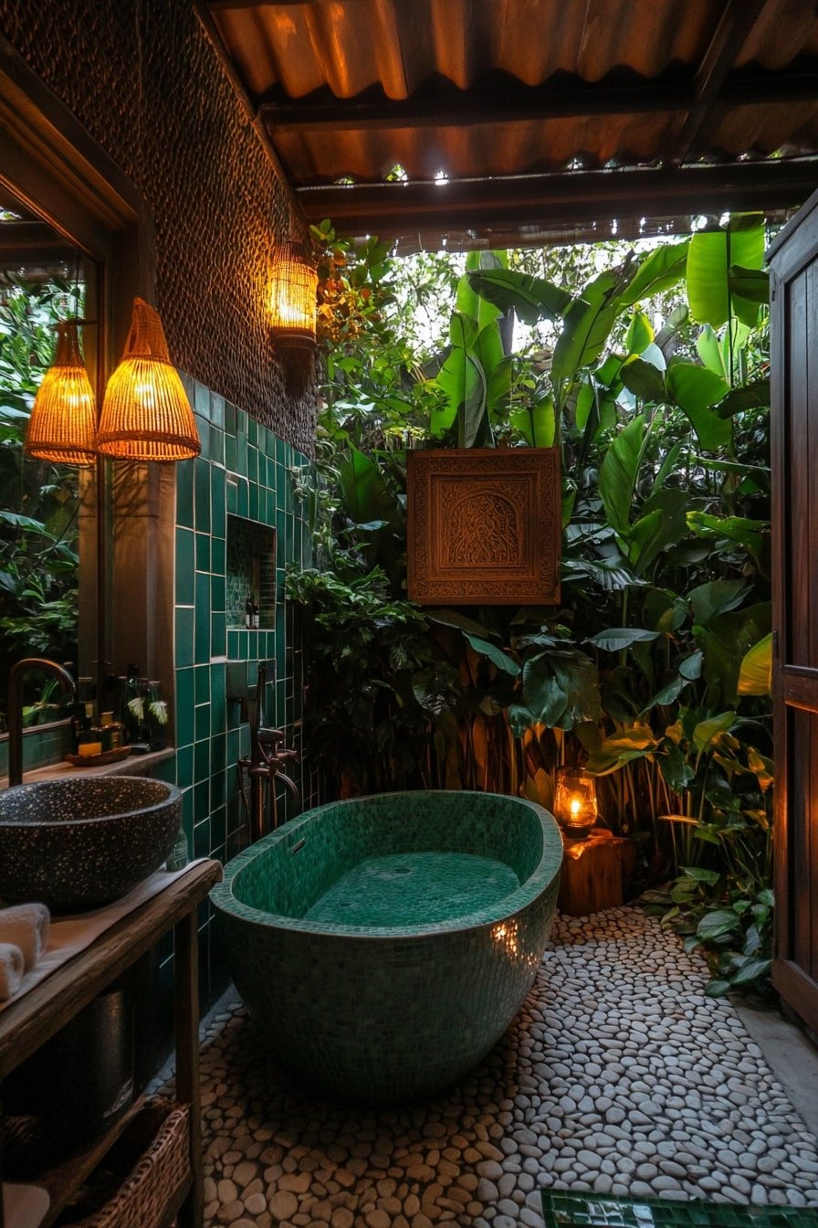 15. Transform Your Bath Time Into a Jungle Retreat