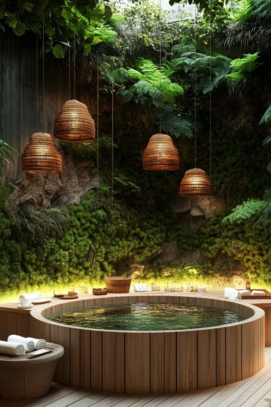 12. Transform Your Bathing Experience in a Hanging Garden Retreat