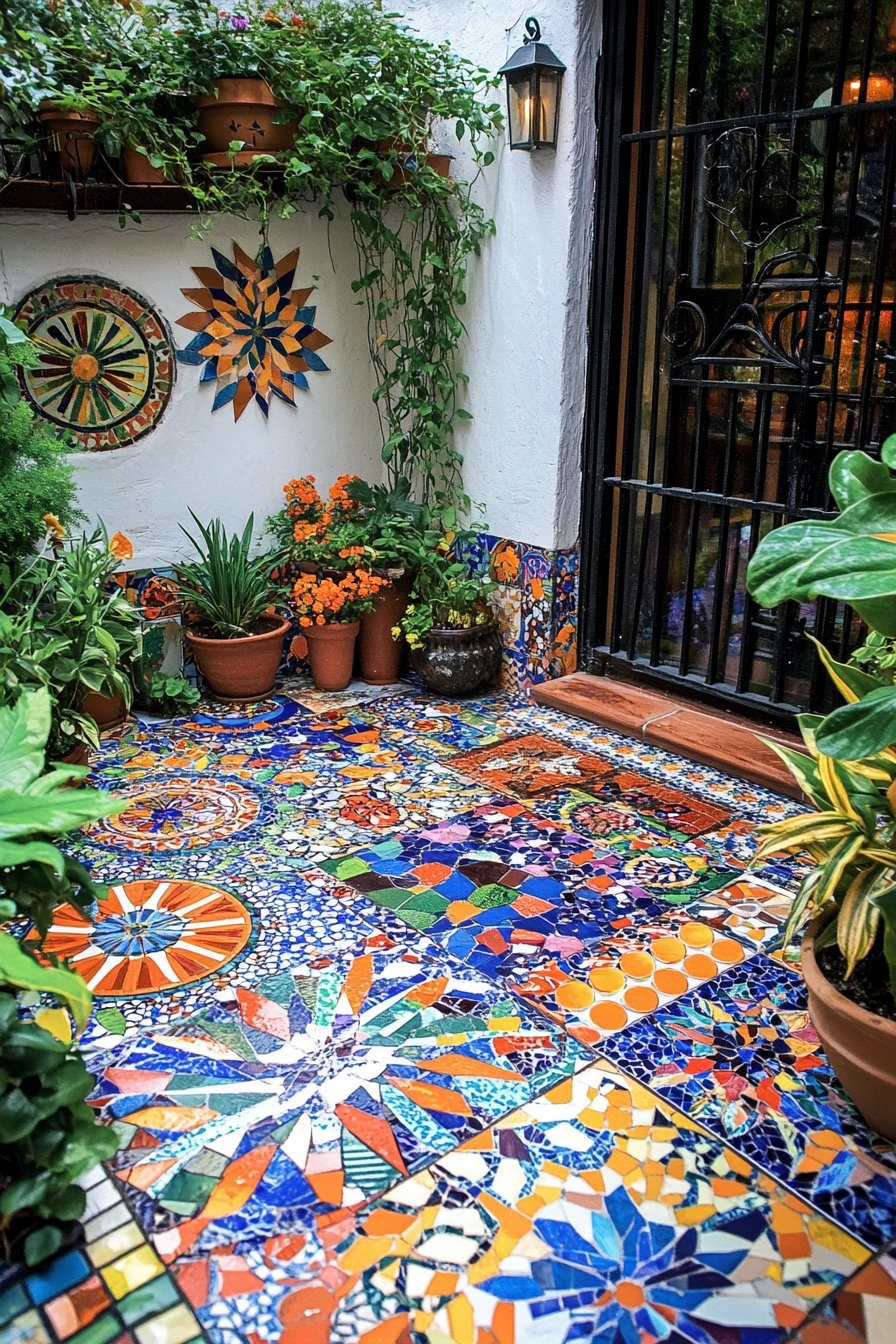 19. Vibrant Mosaic Courtyard