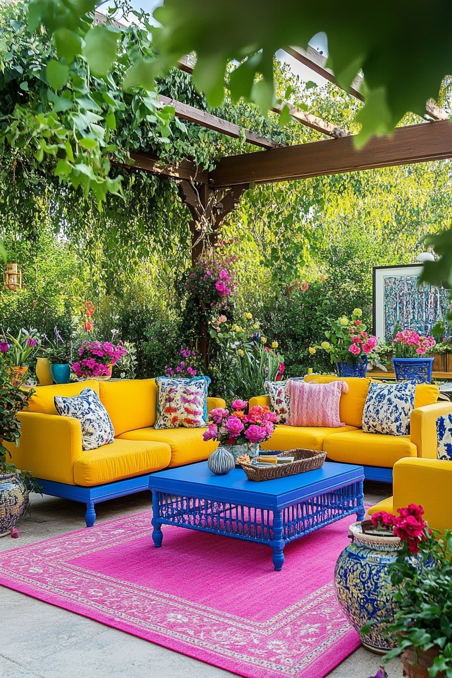17. Vibrant Outdoor Lounge