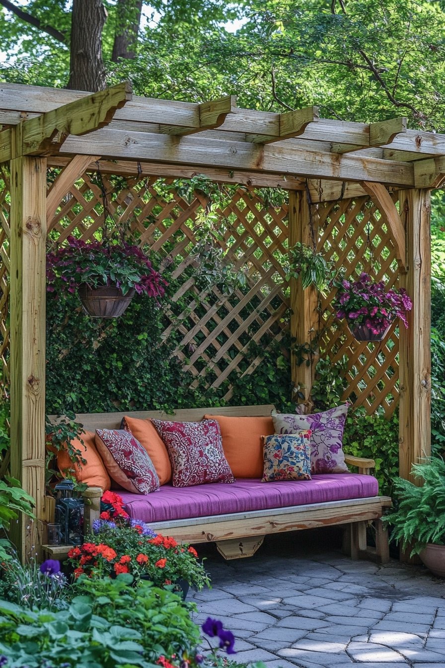 12. Vibrant Pergola Retreat