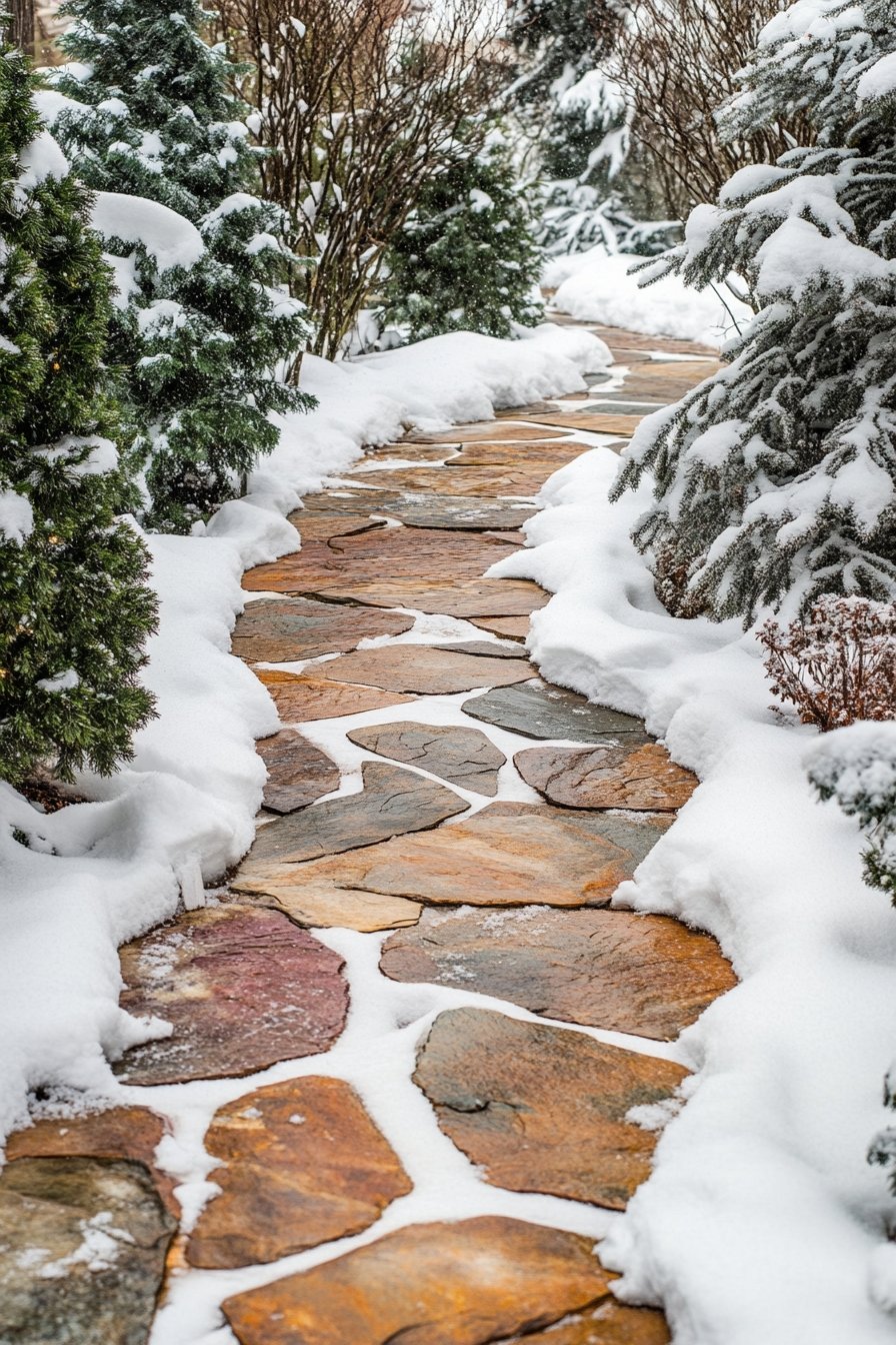 18. Winter Flagstone Walkway