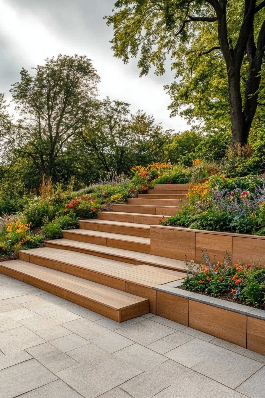 3. Wooden Tiered Steps