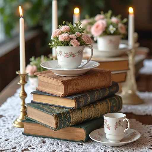 18. Vintage Books and Teacups Centerpieces