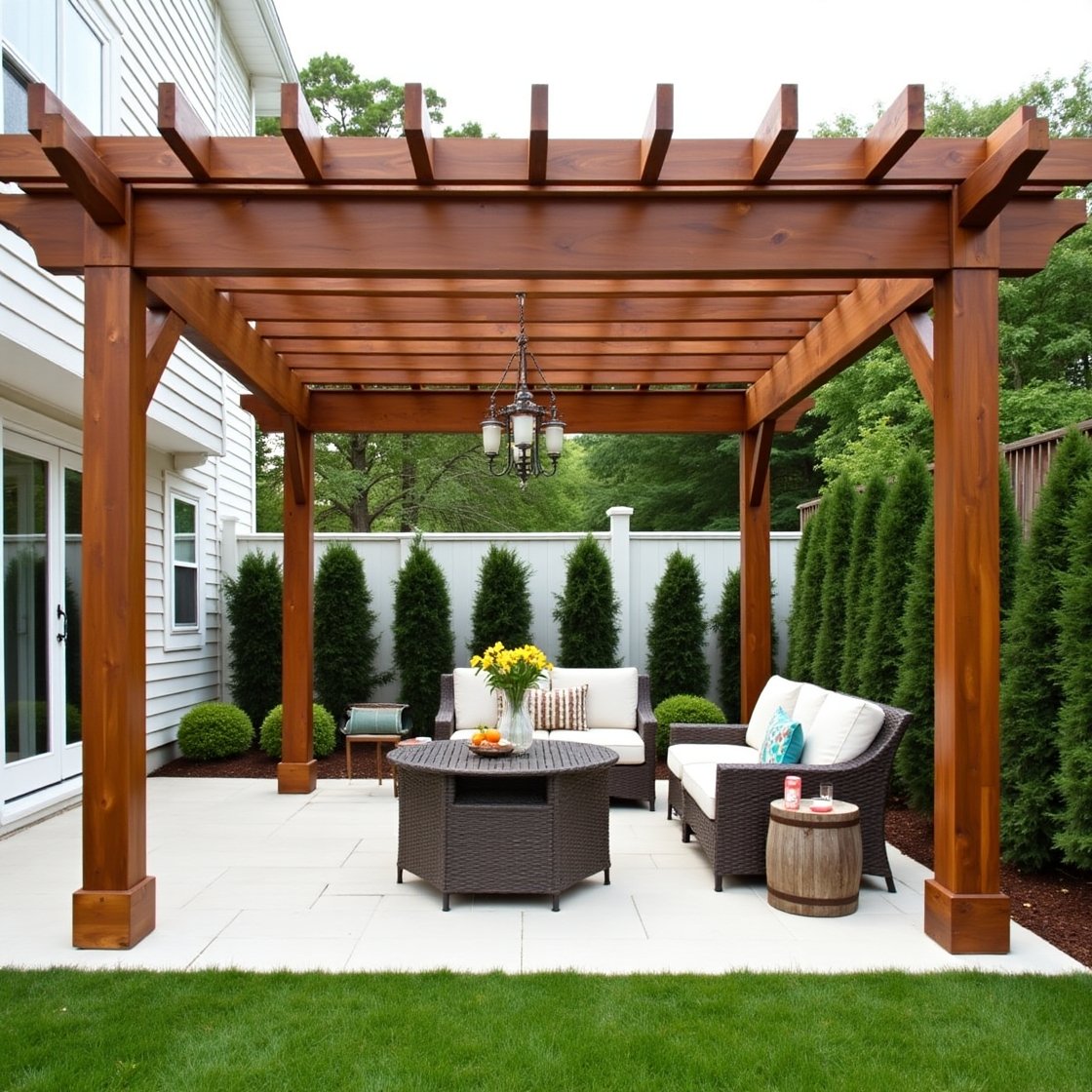 2. Rustic Wooden Pergola Extension