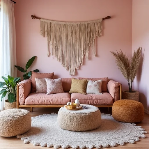 7. Boho Pink Bedroom with Texture Layers