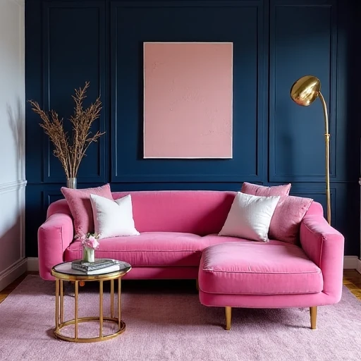 9. Navy and Pink Contrast Room